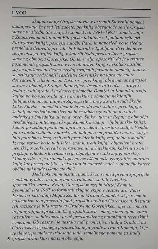 GRAJSKE STAVBE V OSREDNJI SLOVENIJI (št.6): GORENJSKA I – III, Ivan Stopar