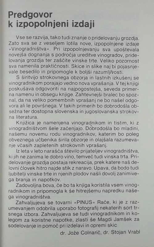 VINOGRADNIŠTVO, Jože Colnarič in Stojan Vrabl