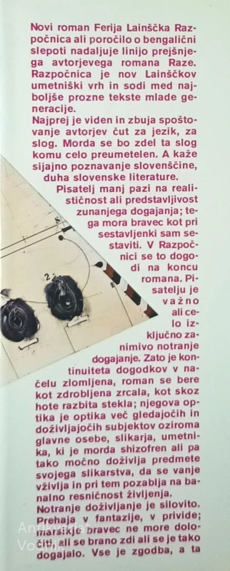 RAZPOČNICA; POROČILO O BENGALIČNI SLEPOTI, Feri Lainšček