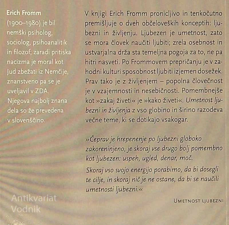 UMETNOST LJUBEZNI IN ŽIVLJENJA, Erich Fromm