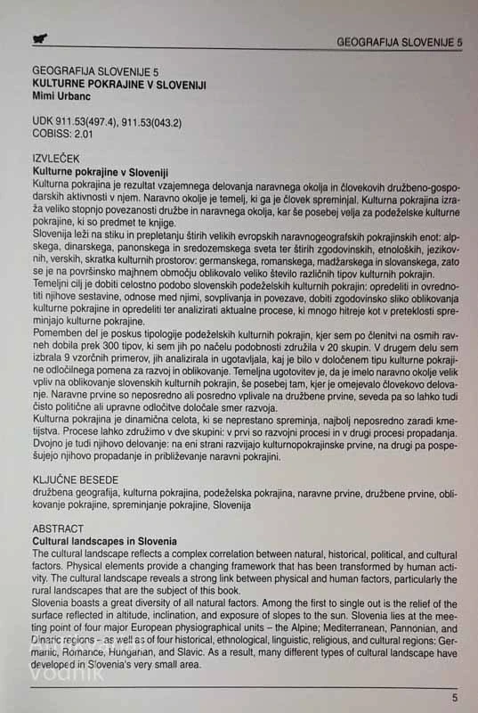 KULTURNE POKRAJINE V SLOVENIJI, Mimi Urbanc