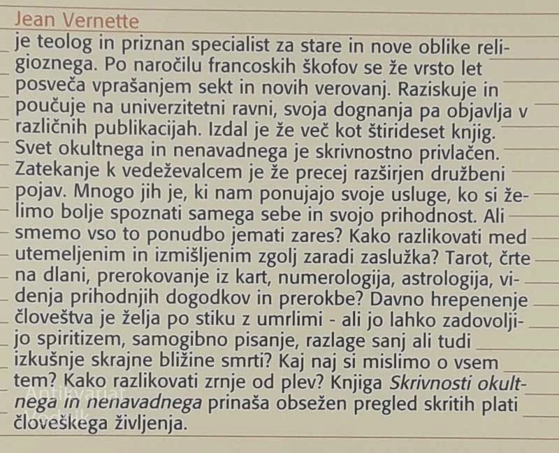 SKRIVNOSTI OKULTNEGA IN NENAVADNEGA, Jean Vernette