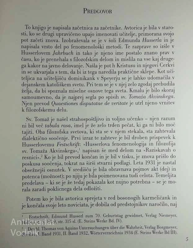 KONČNA IN VEČNA BIT, Edith Stein