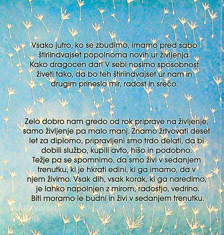 MIR V VSAKEM KORAKU; MEDITACIJA V VSAKDANJEM ŽIVLJENJU, Thich Nhat Hanh