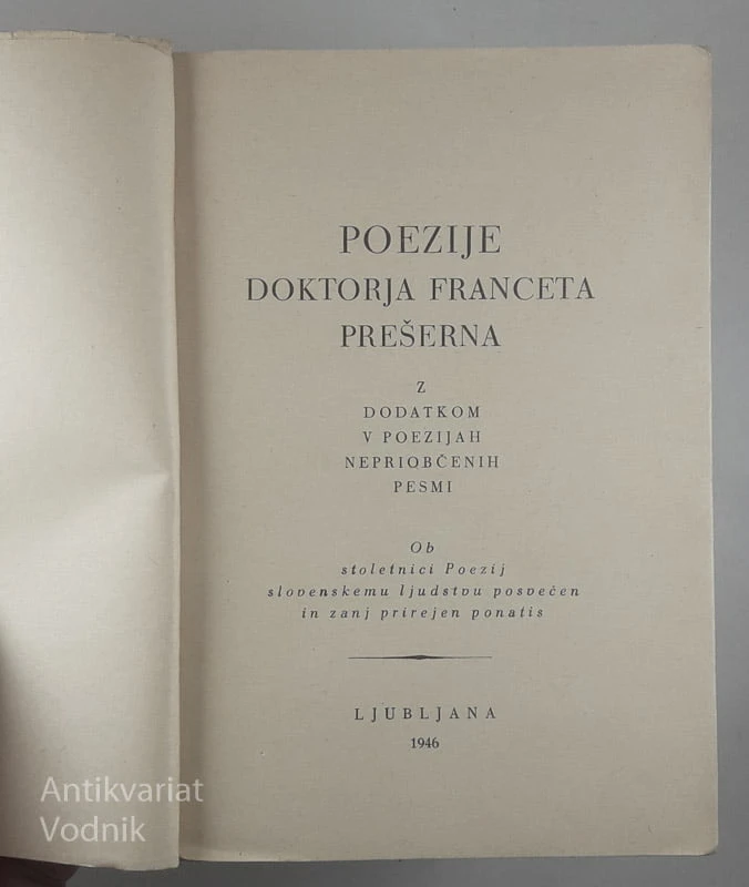 POEZIJE DOKTORJA FRANCETA PREŠERNA