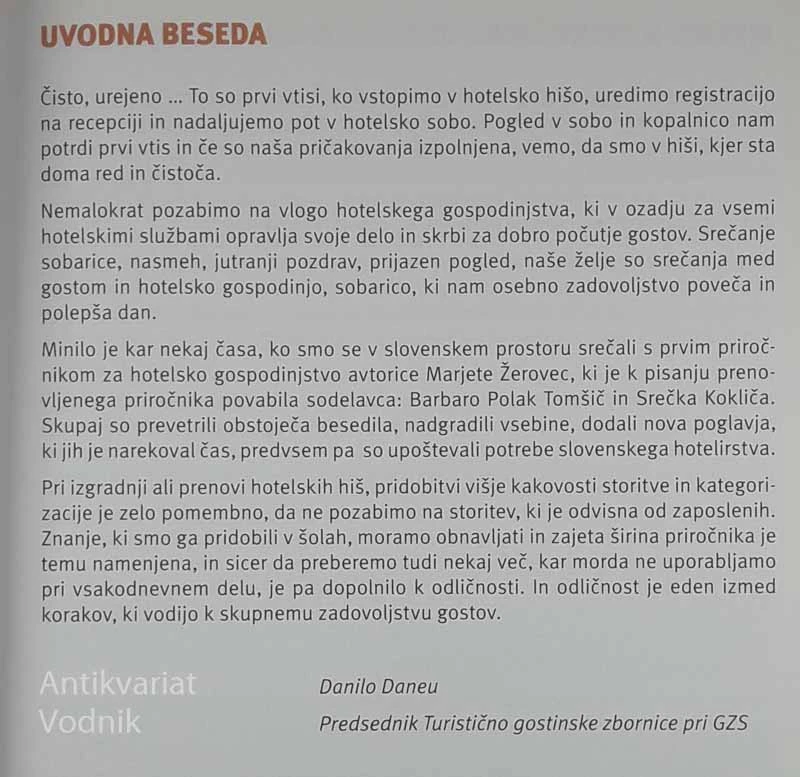 HOTELSKO GOSPODINJSTVO, Marjeta Žerovec, Barbara P. Tomšič in Srečko Koklič