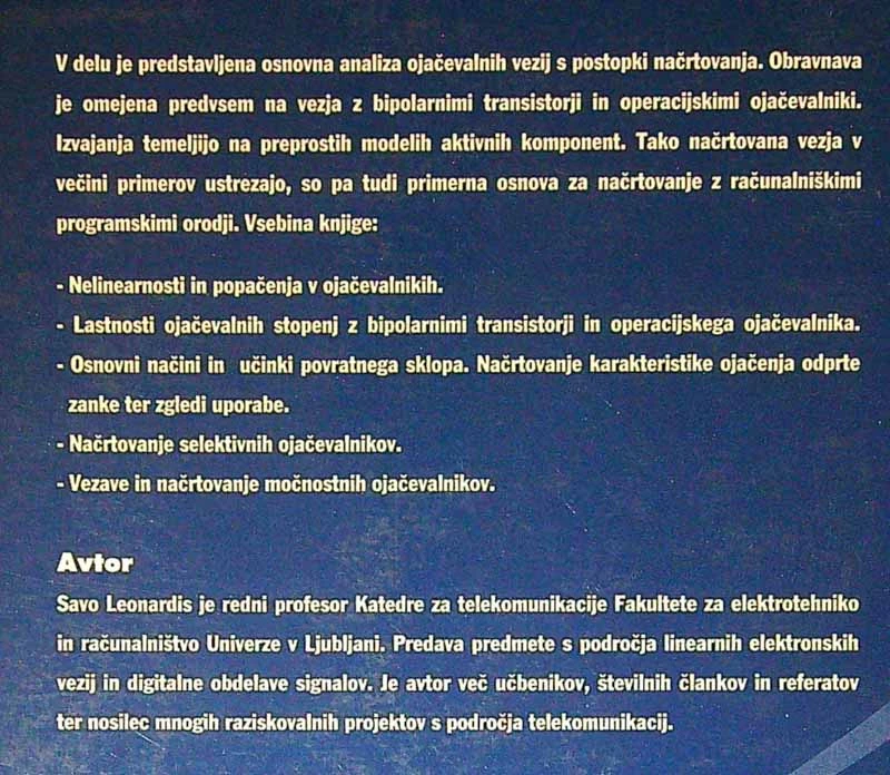 OJAČEVALNIKI, Savo Leonardis