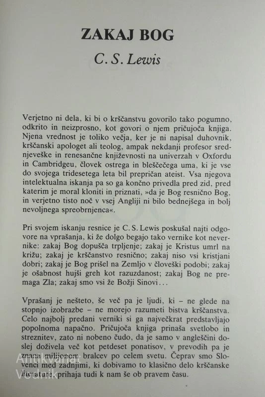 ZAKAJ BOG, C.S.Lewis