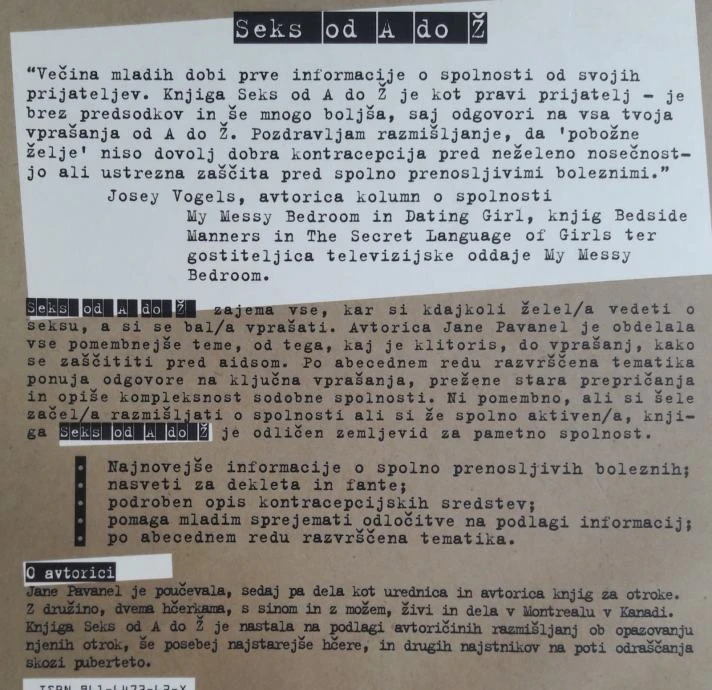 SEKS OD A DO Ž, Jane Pavanel