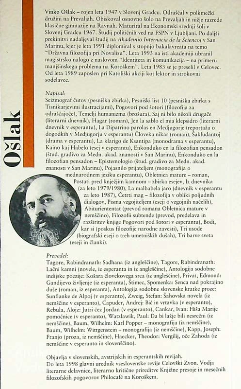 SPOŠTOVANJE IN BIT; ESEJI O NARAVI, ČLOVEKU IN KULTURI, Vinko Ošlak