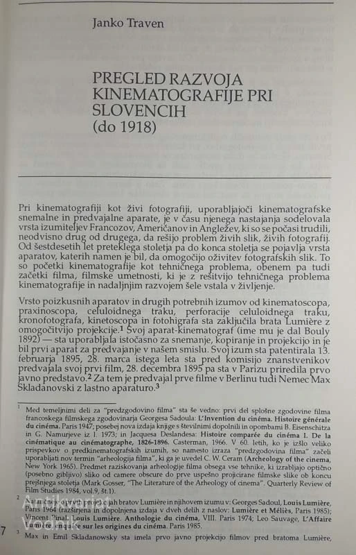 PREGLED RAZVOJA KINEMATOGRFIJE PRI SLOVENCIH (do 1918); Janko Traven, Lilijana Nedič, Stanko Šimec