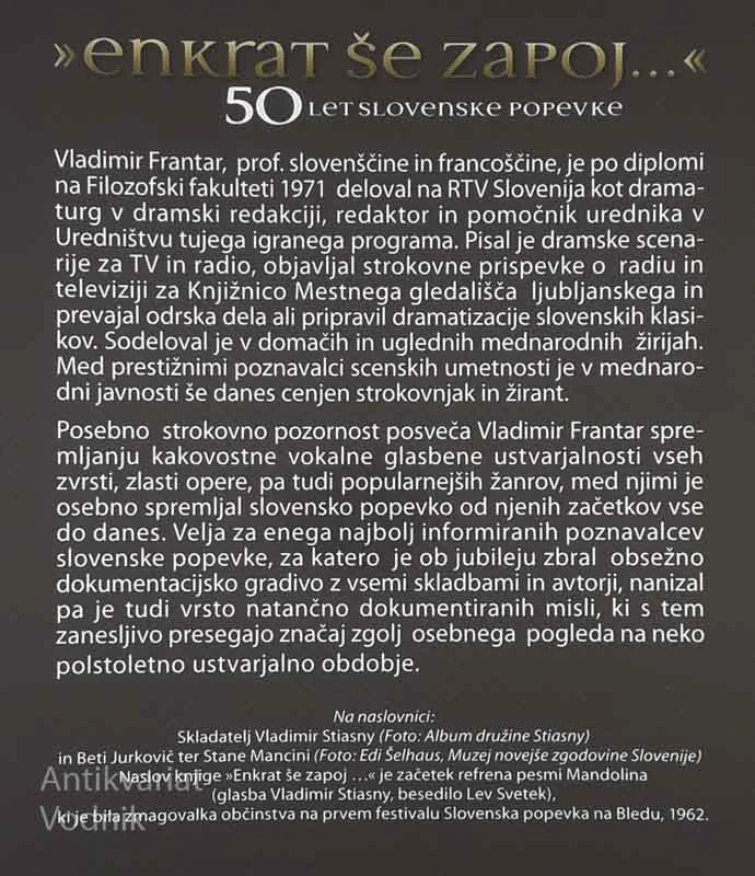 “ENKRAT ŠE ZAPOJ”; 50 LET SLOVENSKE POPEVKE, Vladimir Frentar