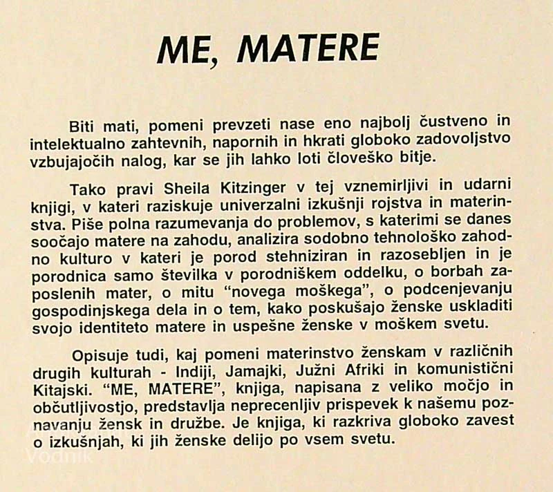 ME, MATERE, Sheila Kitzinger
