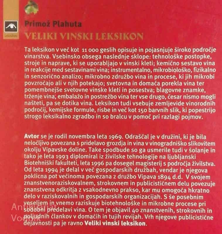 VELIKI VINSKI LEKSIKON, Primož Plahuta