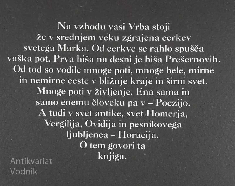 UMRETI NI MOGLA STARA SIBILA: PREŠEREN IN ANTIKA, Jože Kastelic
