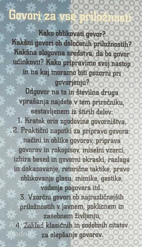 GOVORI ZA VSE PRILOŽNOSTI IN NA KRATKO O RETORIKI