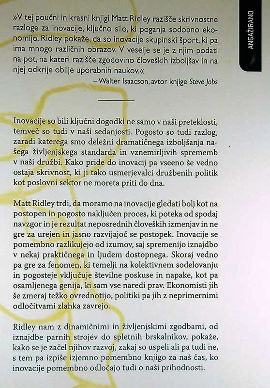 KAKO INOVACIJE SPREMINJAJO SVET IN ZAKAJ USPEVAJO V SODOBNI DRUŽBI, Matt Ridley