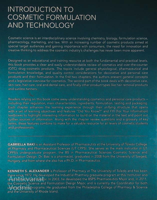 INTRODUCTION TO COSMETIC FORMULATION AND TECHNOLOGY, Gabriella Baki in Kenneth S. Alexander