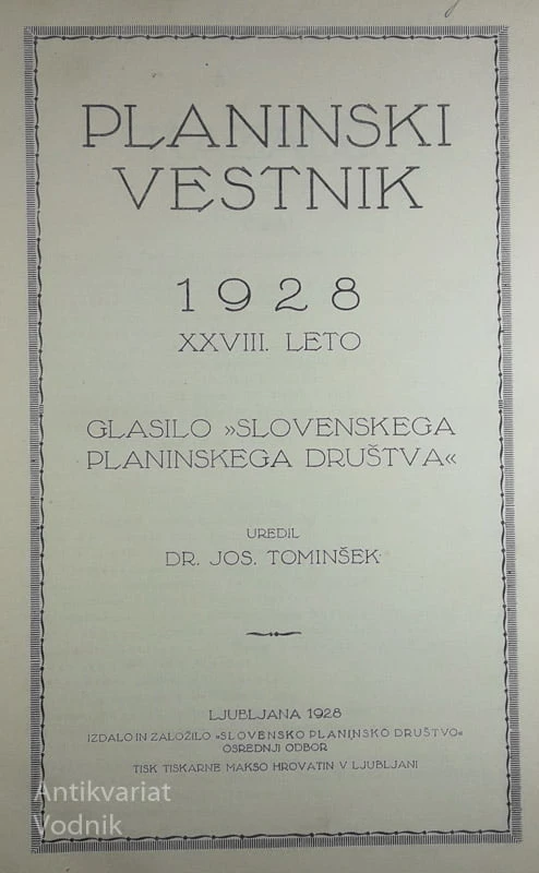 PLANINSKI VESTNIK 1928