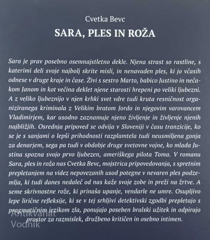 SARA, PLES IN ROŽA, Cvetka Bevc
