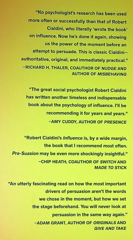 PRE-SUASION, Robert Cialdin