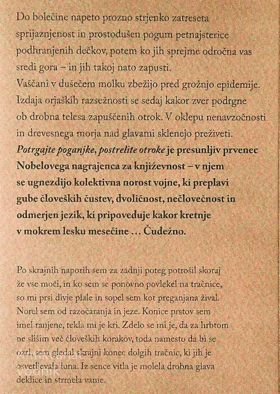 POTRGAJTE POGANJKE, POSTRELITE OTROKE, Kenzaburo Oe