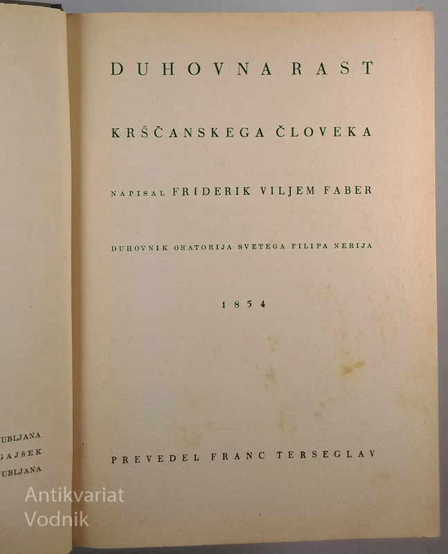 DUHOVNA RAST KRŠČANSKEGA ČLOVEKA, Faber