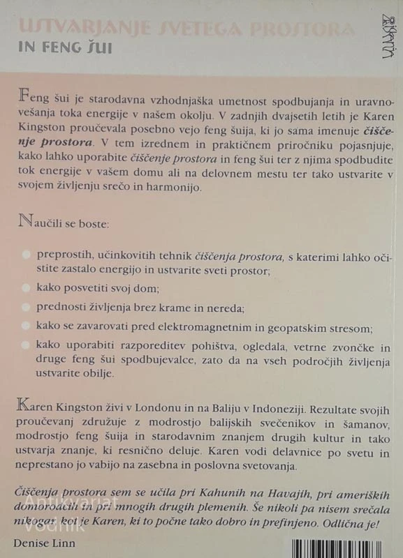 USTVARJANJE SVETEGA PROSTORA IN FENG ŠUI, Karen Kingston