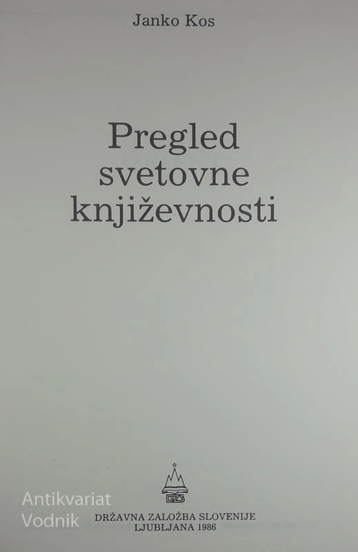PREGLED SVETOVNE KNJIŽEVNOSTI, Janko Kos