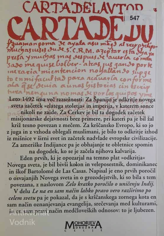 UNIČEVANJE INDIJANCEV IN EVANGELIZACIJA, Bartolome de Las Vasas