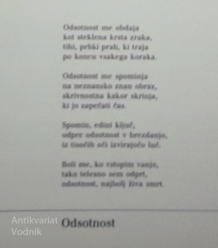 ODSOTNOST, Boris A. Novak, Lojze Spacal