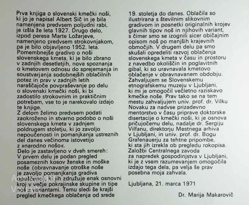 SLOVENSKA LJUDSKA NOŠA, Marija Makarovič