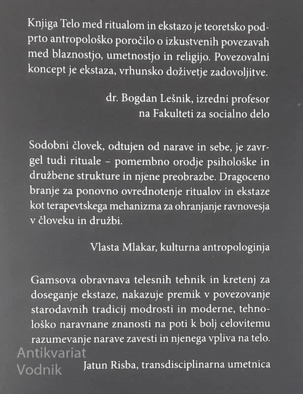 TELO MED EKSTAZO IN RITUALOM, Miša Gams