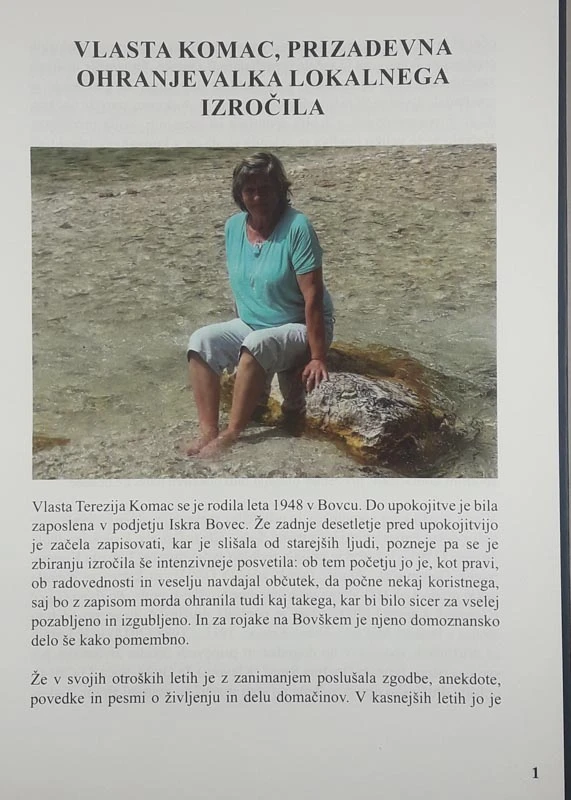 BOVEC IN VODA, NEKAJ ZLATIH ZRNC IZ PRETEKLOSTI, Vlasta Terezija Komac
