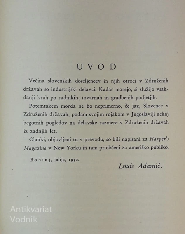 Louis Adamič, KRIZA V AMERIKI, Slovenske poti št. 4
