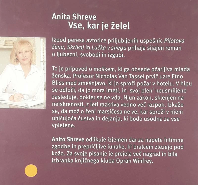 VSE, KAR JE ŽELEL, Anita Shreve