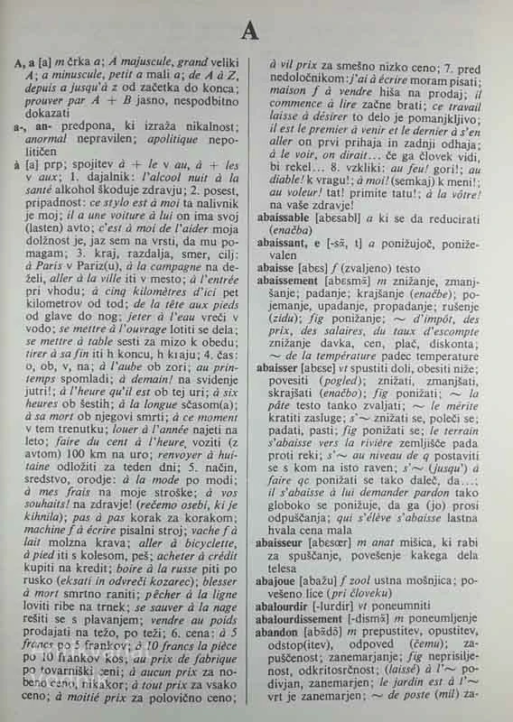 FRANCOSKO – SLOVENSKI SLOVAR, dr. Anton Grad