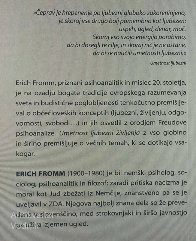 UMETNOST LJUBEZNI IN ŽIVLJENJA, Erich Fromm