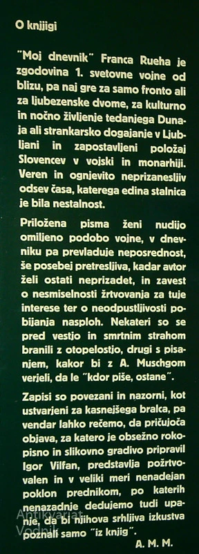 MOJ DNEVNIK 1915-1918, Franc Rueh