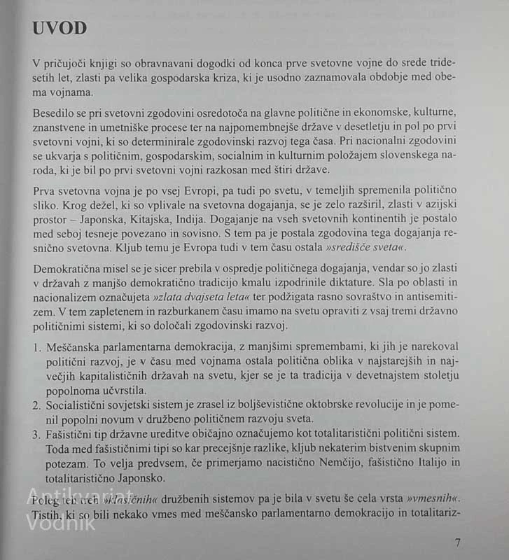 KRIZA; SVET IN SLOVENCI OD PRVE SVETOVNE VOJNE DO SREDINE TRIDESETIH LET, Dušan Nećak in Božo Repe