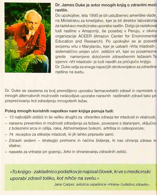 ZELENA LEKARNA; ZELIŠČA, HRANA IN RECEPTI, KI NAS OHRANJAJO ZDRAVE IN MLADE, James A. Duke