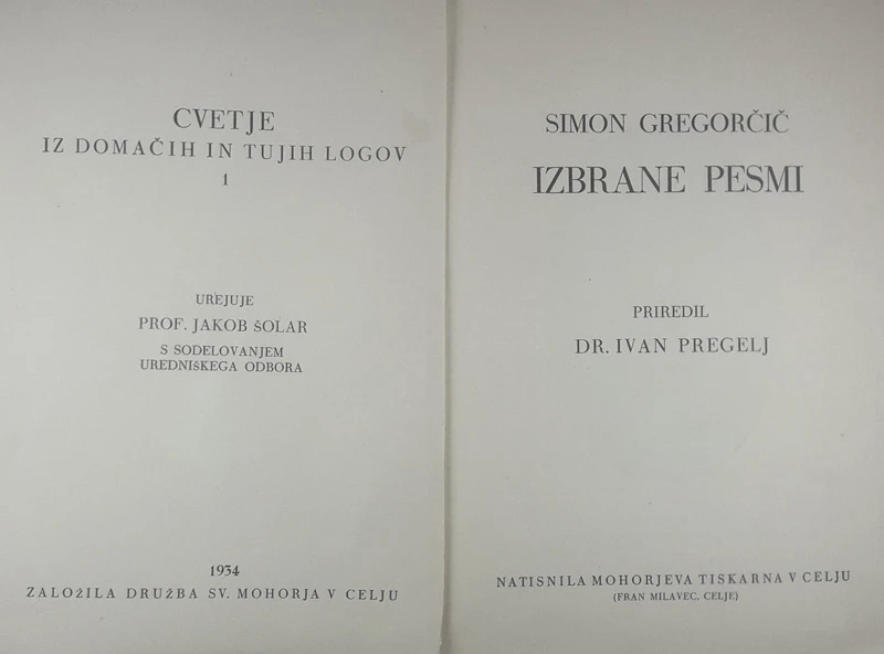IZBRANE PESMI, Simon Gregorčič