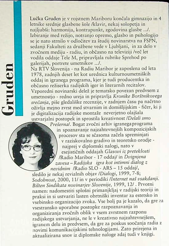 V ZVOČNEM LABORATORIJU; INTIMNI DIALOG Z NEVIDNIM, Lučka Gruden