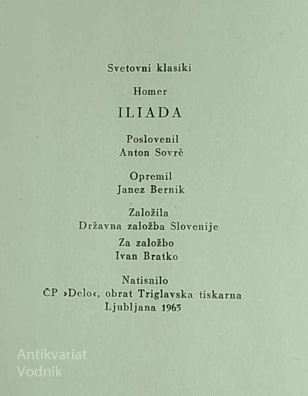 ILIADA, Homer
