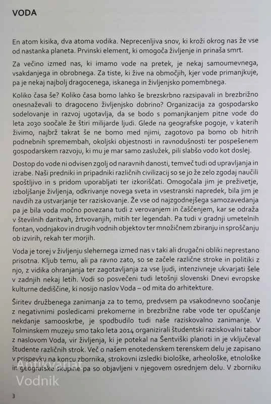 VODE (ŠE) DOVOLJ, ZBORNIK O VODAH NA TOLMISKEM