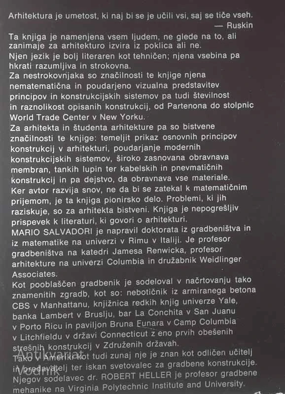 KONSTRUKCIJE V ARHITEKTURI, Mario Salvadori in Robert Heller