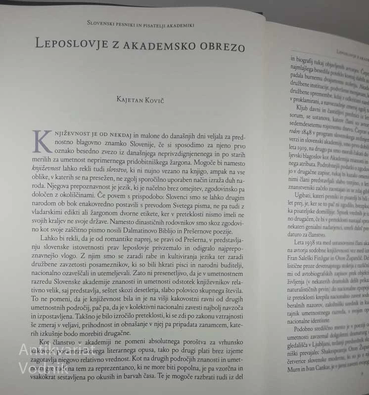SLOVENSKI KNJIŽEVNIKI AKADEMIKI, uredila Drago Jančar in Kajetan Kovič