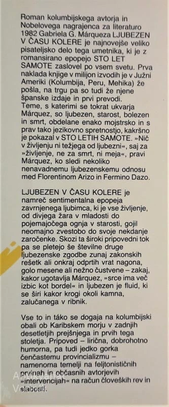 Gabriel Garcia Marquez, LJUBEZEN V ČASU KOLERE
