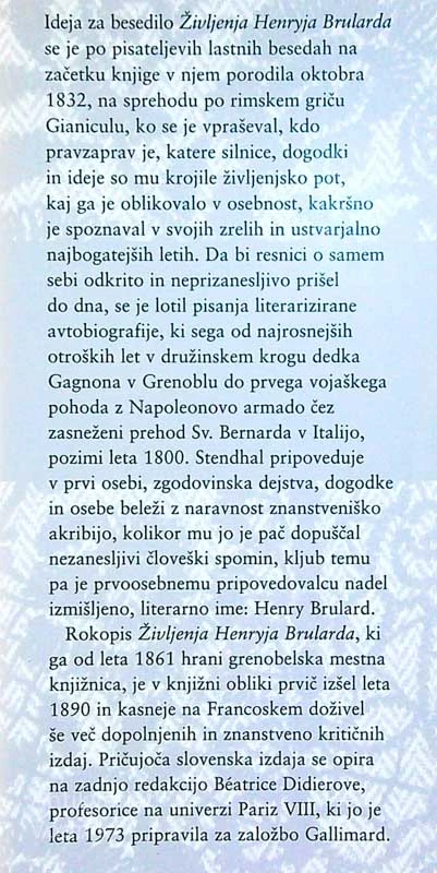 ŽIVLJENJE HENRYJA BRULARDA, Stendahl