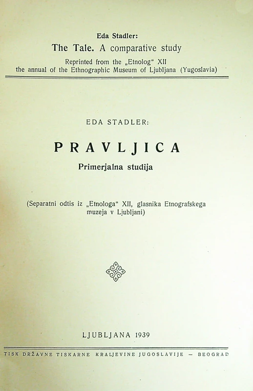 PRAVLJICA; PRIMERJALNA ŠTUDIJA, Eda Stadler